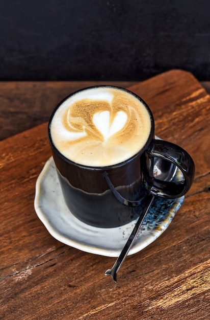 Heart made on foam of cappuccino