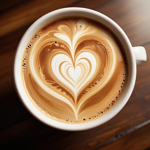 Heart made from latte art coffee love romance