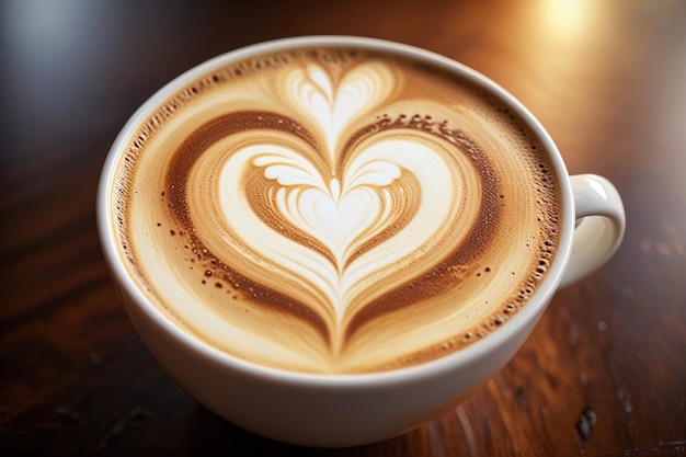 Heart made from latte art coffee love romance