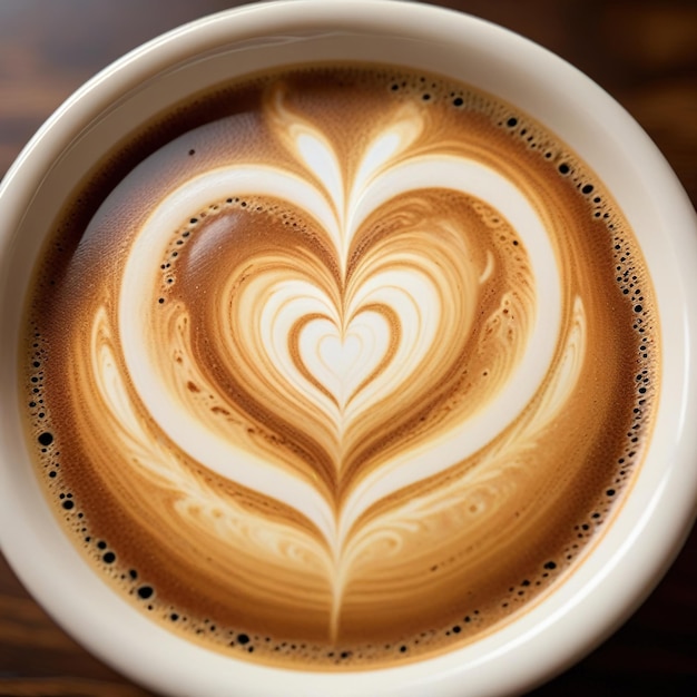 Heart made from latte art coffee love romance