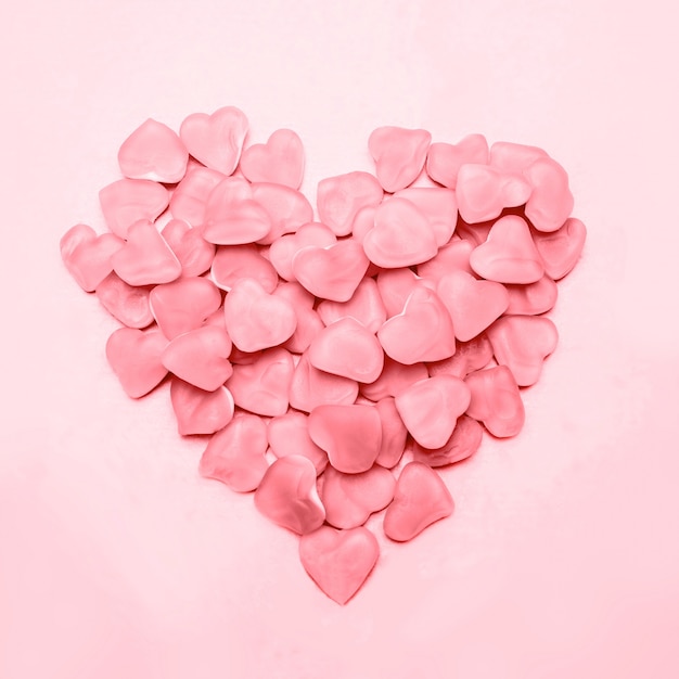 Heart made of pink candy