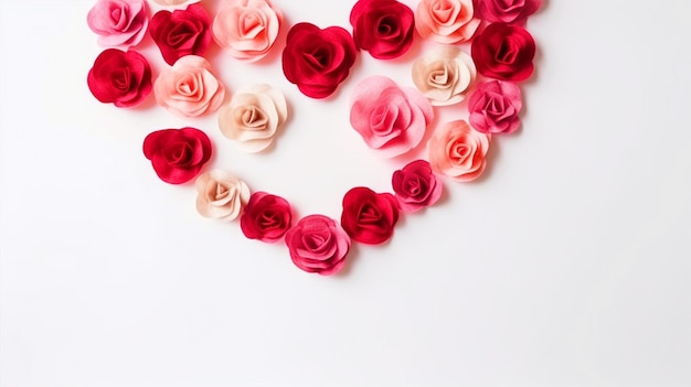 Heart made of roses background with copy text space