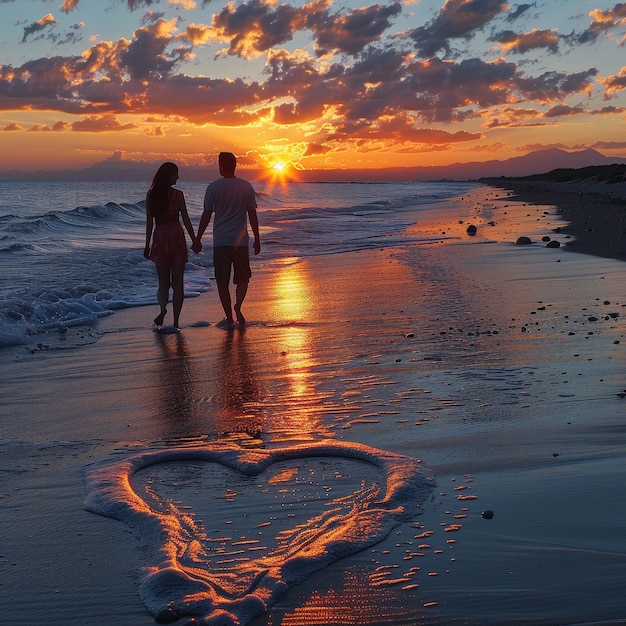 a heart made of sand with a heart drawn on it