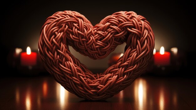 Photo a heart made of spaghetti