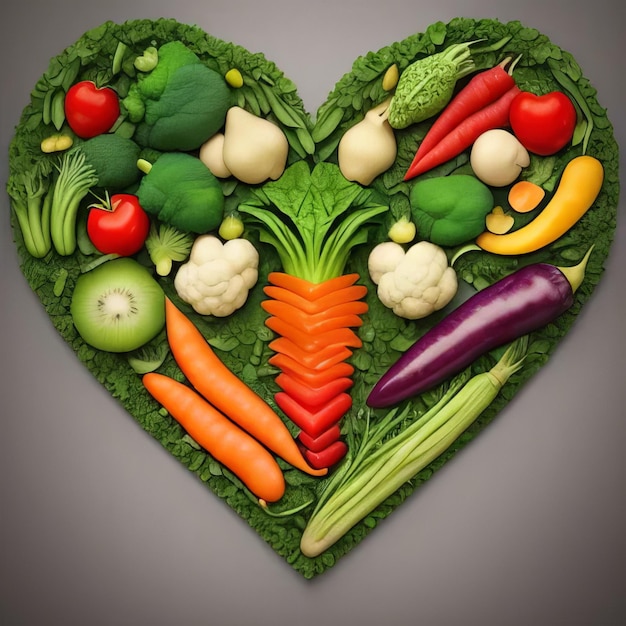 Photo a heart made of vegetables including a heart that says quot vegetables quot