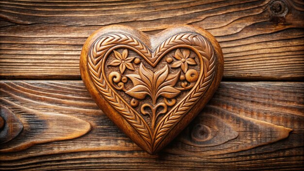 a heart made of wood with a flower design on it