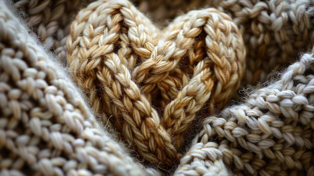 Photo a heart made of yarn with a heart in the middle