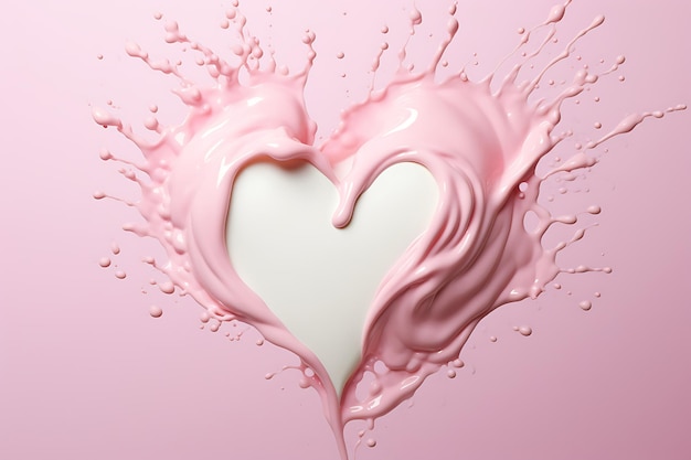 Heart milk yogurt or cream wave splash background