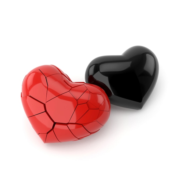 Heart model with heartbroken concepts. 3D rendering.