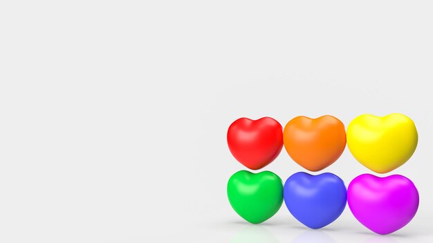 Heart multi color for lgbtq concept 3d rendering