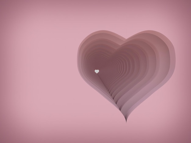 Heart on pink background 3d rendering