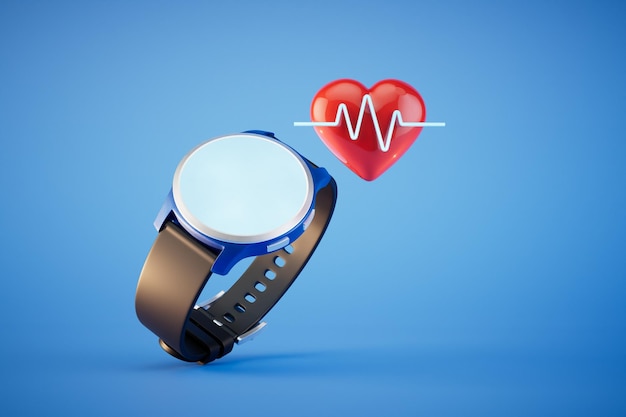 Heart rate tracking on smart watches 3D render