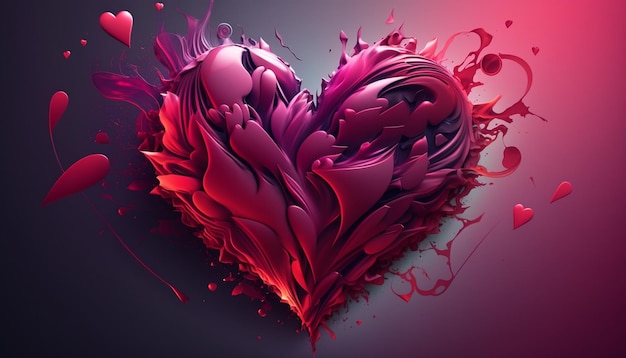 heart red magenta abstract valentines day love digital art illustration