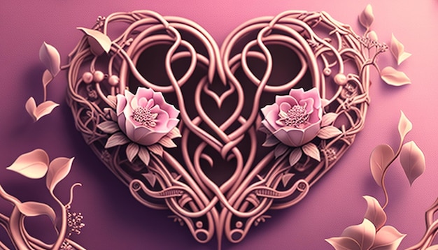 Heart and roses digital art illustration