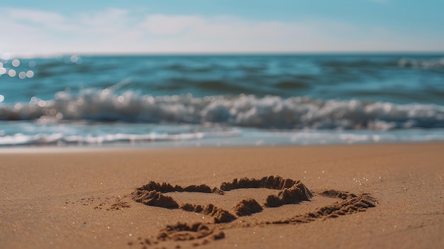 Photo heart in the sand by the ocean