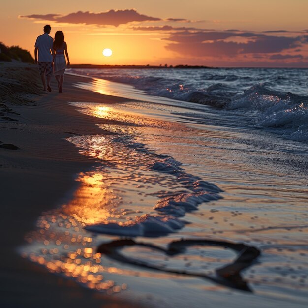 Photo a heart in the sand is on the beach