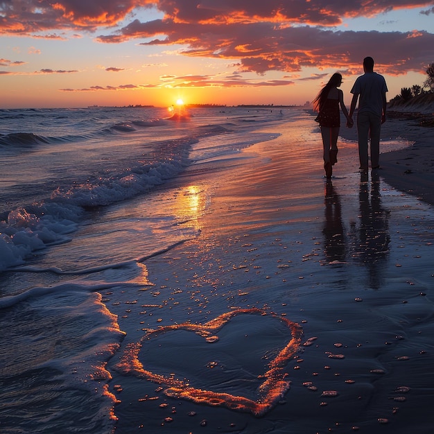 a heart in the sand with a heart in the middle of it