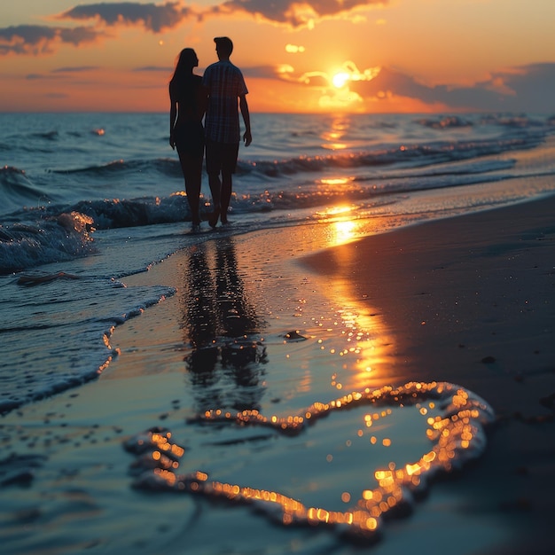 Photo a heart in the sand with a message in the sand