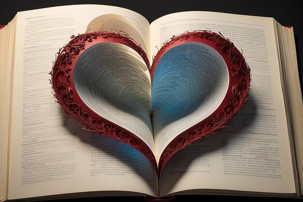 Photo the heart setting of open book