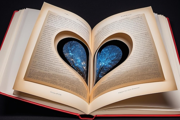 Photo the heart setting of open book