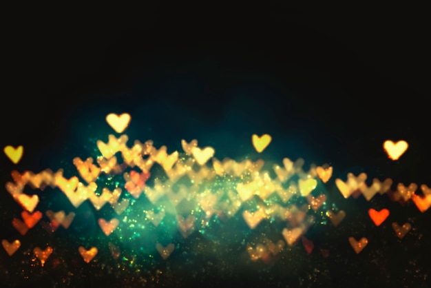 Heart shape bokeh for Love,wedding and valentine concept background.