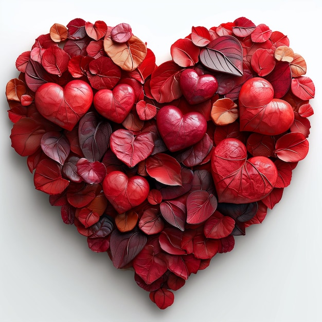 Heart shape composed of red rose petals symbolizing love