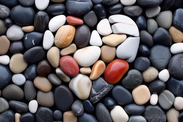 Photo a heart shape created from small round beach stones