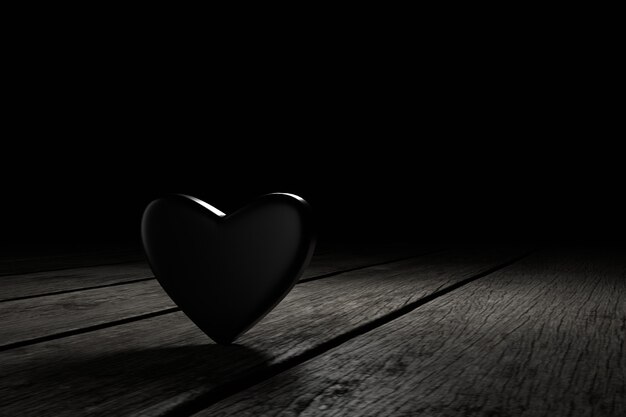 Heart shape in the darkness. 3D rendering.