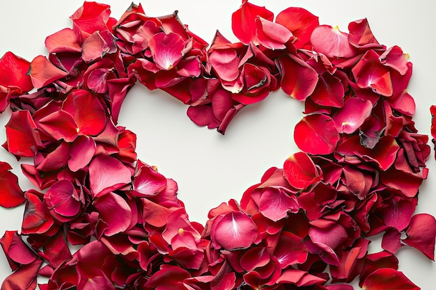 Heart Shape Formed by Red Rose Petals