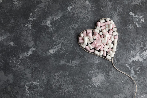 heart shape formed from marshmallow