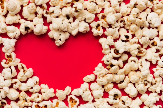 Heart shape forming by popcorn