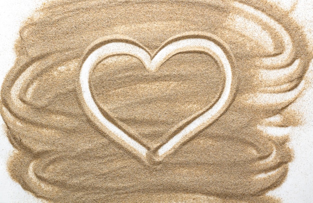 Photo heart shape made of sand.