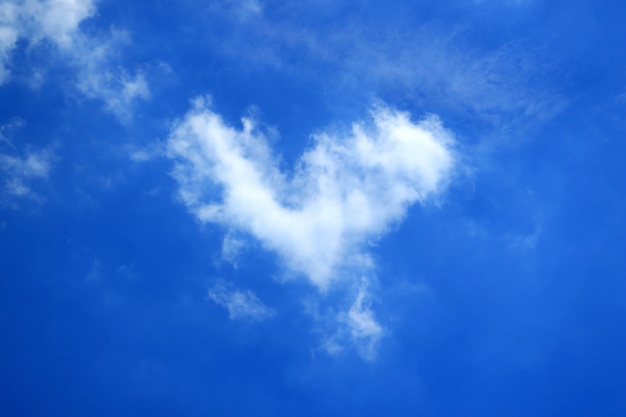 Heart Shape Pure White Cloud Floating on the Vivid Blue Sky of Bangkok, Thailand