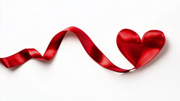 Heart Shape Red Ribbon High Quality Image