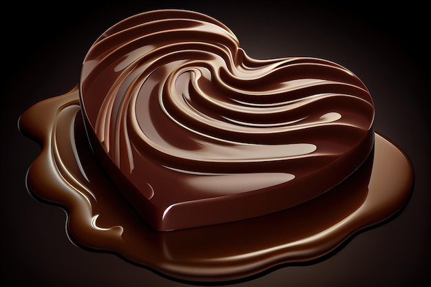 Heart Shape Ripples On Chocolate realistic Generative Ai