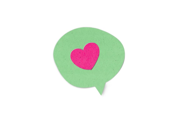 Heart shape sign or love in chat box paper cut style background