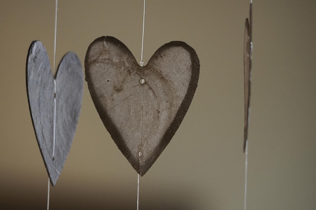 Heart shape wind chimes detail