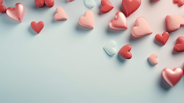 A heart shaped background with pink and blue hearts on it