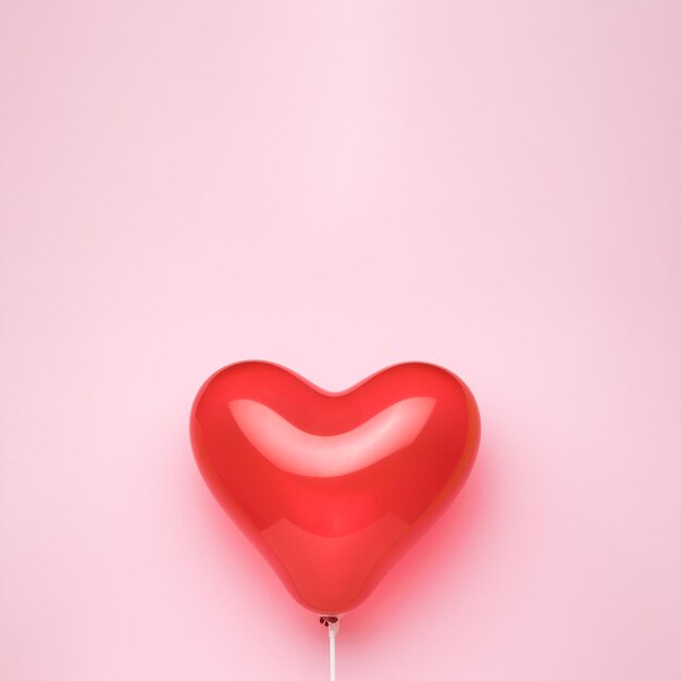 A heart-shaped balloon on a pink background. Space for text. The concept of Valentine's Day.