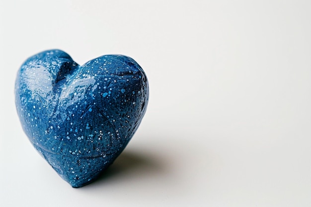 Photo a heart shaped blue colored gemstone on a white background