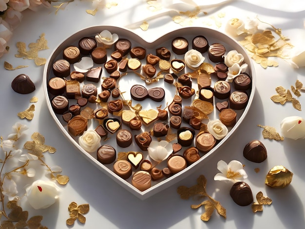 a heart shaped box of chocolates