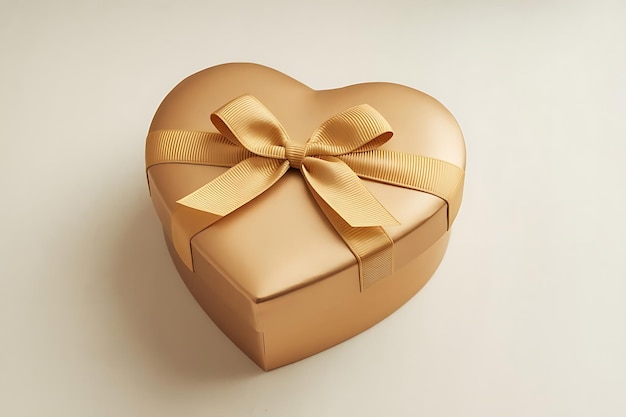 Photo a heart shaped box with a gold ribbon tied around it