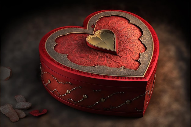 heart shaped box with jewelry