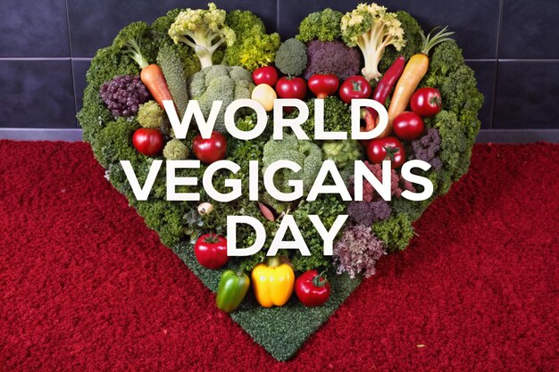 Photo a heart shaped broccoli that says quot worlds day quot on a red carpet