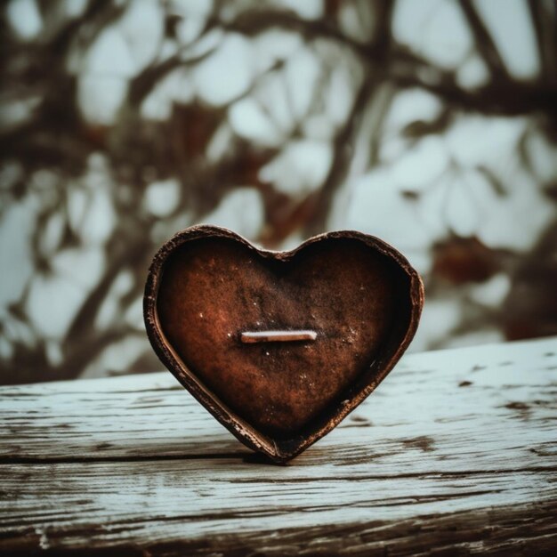 A heart shaped candle with a small hole in it