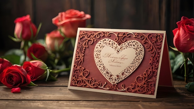 Photo a heart shaped card with a heart that says wedding on it