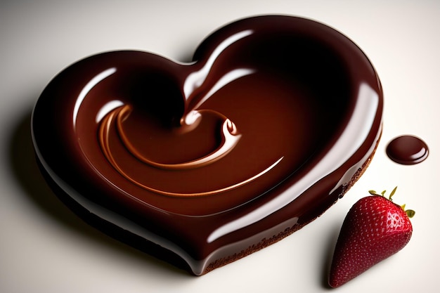 A heart shaped chocolate bar on a white background