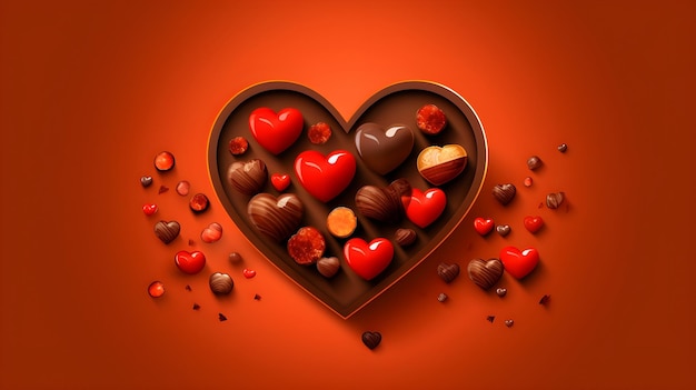 A heart shaped chocolates with chocolates in the middle