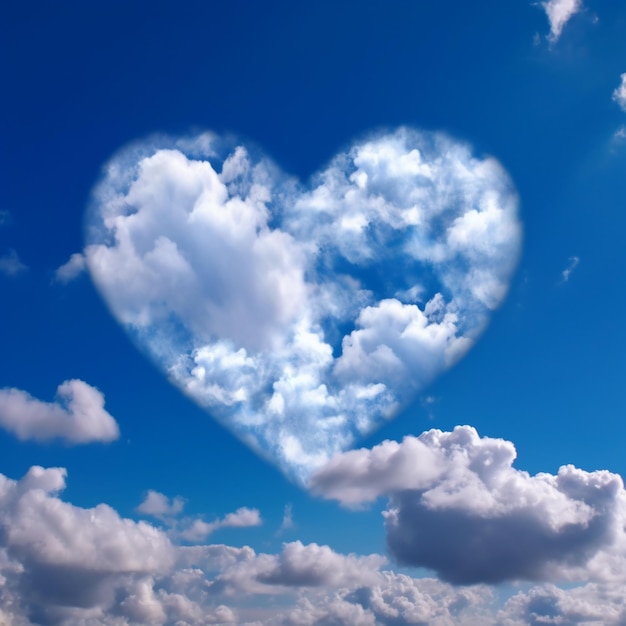 A heart shaped cloud is in the sky with the word love on it.