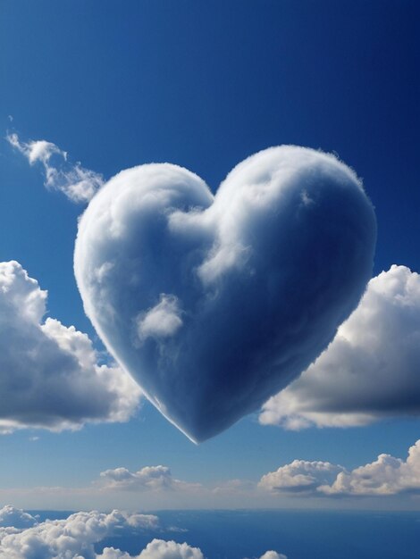 a heart shaped cloud in the middle of a blue sky Created by AI